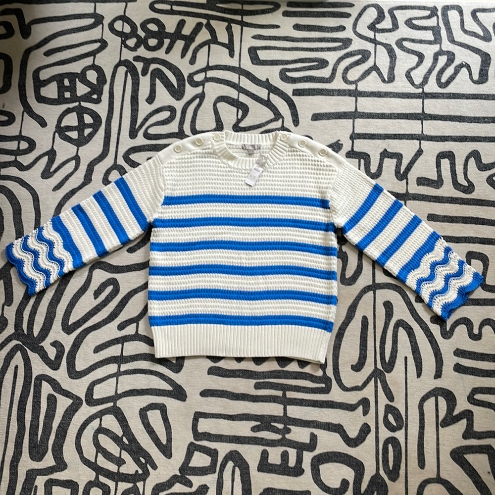 Jcrew textured crewneck pullover sweater in stripe